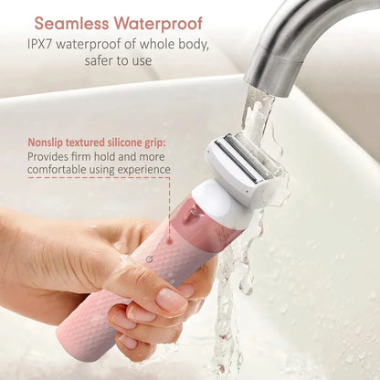 Versatile 3-in-1 Electric Shaver for Women with Floating Blades, Precision Trimmer, and Waterproof Design