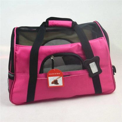 Portable pet carrier bag made of durable nylon with breathable mesh panels for your dog or cat's comfort during travel