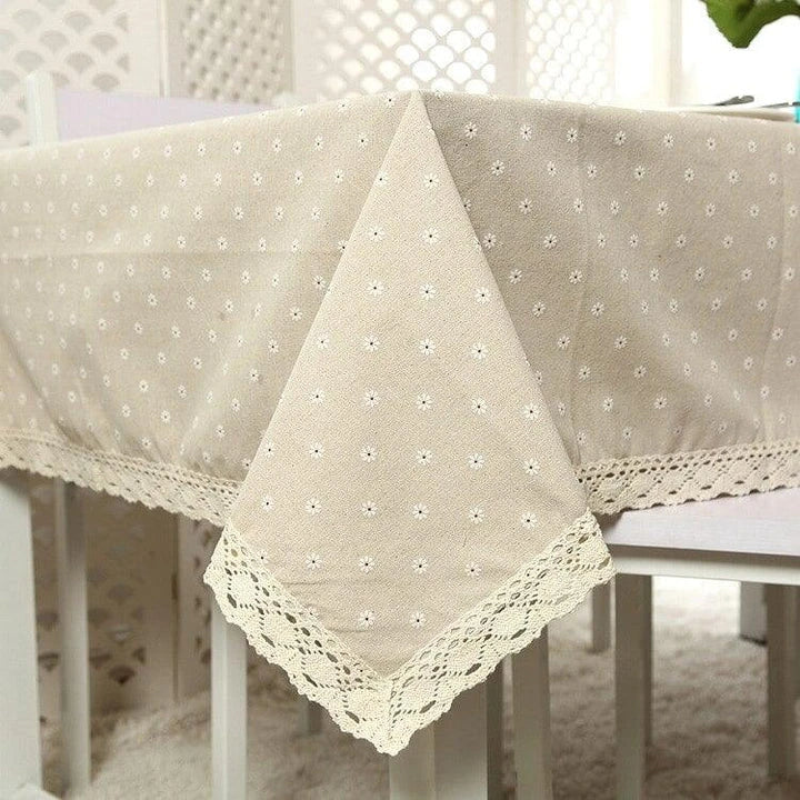 Elegant floral linen tablecloths in various sizes, perfect for dining and entertaining in the British style.
