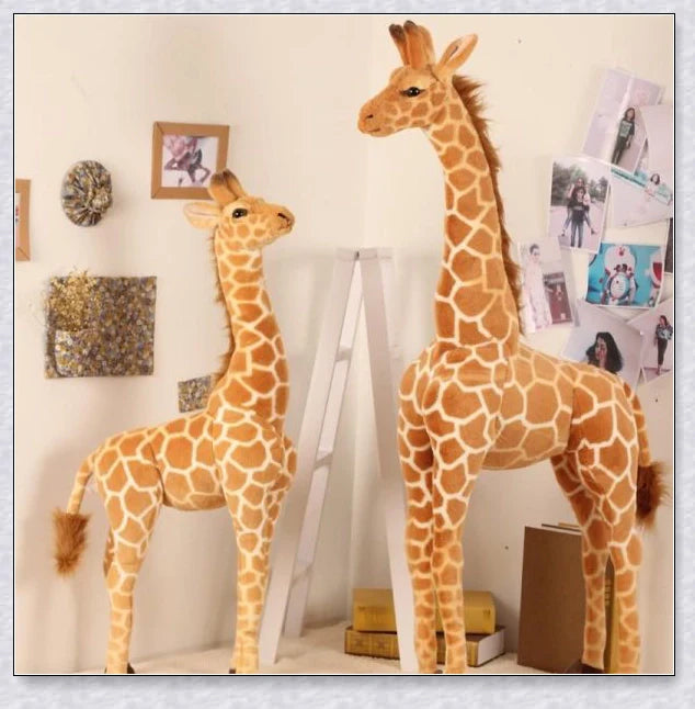 Huge, realistic giraffe plush toys in various sizes, made of soft cotton for cuddly comfort