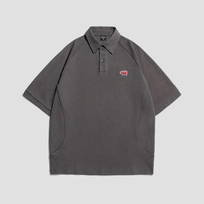 Retro Short Sleeve Men's T-shirt with Embroidered Design in Dark Brown, White, and Grey Colours