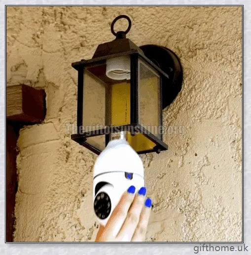 5G Wi-Fi smart home surveillance bulb camera with 360-degree coverage, night vision, and remote monitoring capabilities