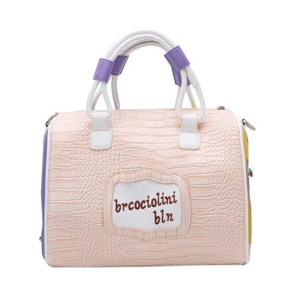 Stylish European and American-inspired women's tote bag with cartoon embroidery, suitable for use as a handbag, shoulder bag, or travel bag