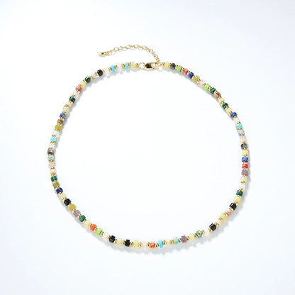 Exquisite British multi-gem turquoise necklace with sterling silver setting and round bead chain