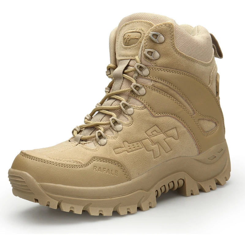 Sturdy, high-performance outdoor combat boots with premium double-sided velvet and leather construction for rugged adventures