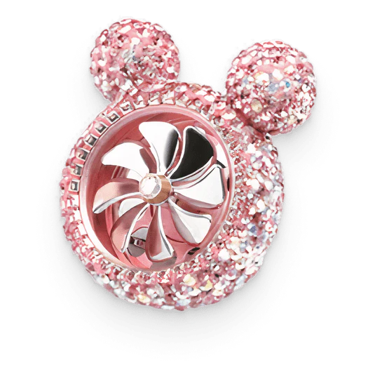 Glamorous pink crystal car air freshener with internal fan and jewel accents