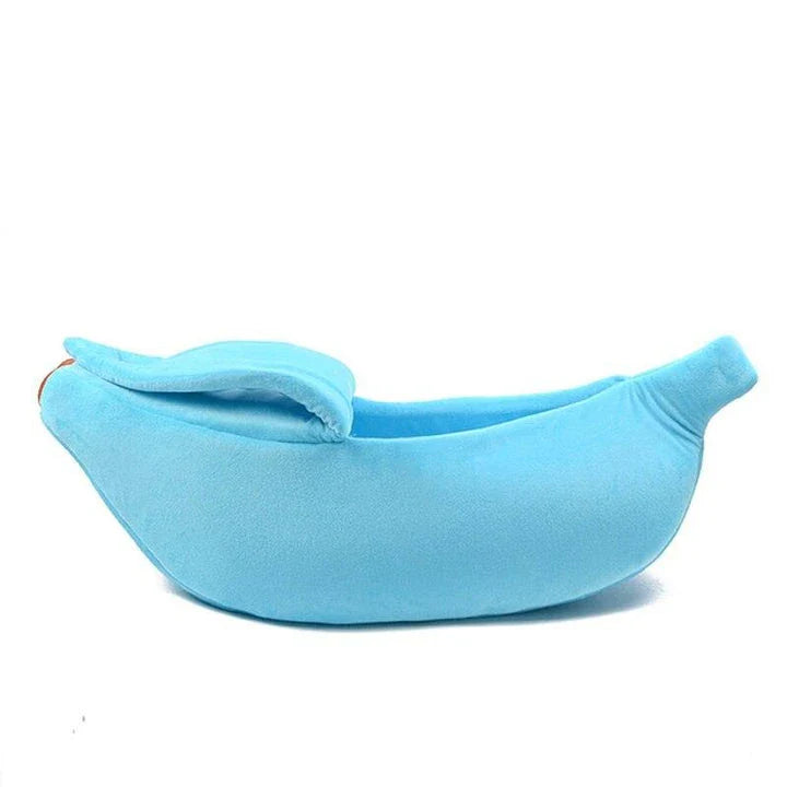 Cosy, plush banana-shaped cat bed in a variety of sizes, providing a comfortable retreat for feline friends