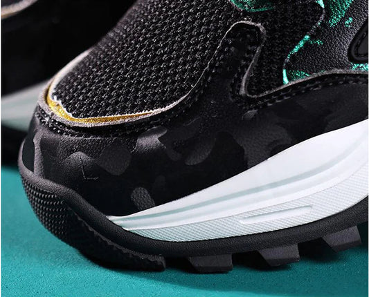 Stylish black student trainers with a breathable, casual design for comfortable everyday wear