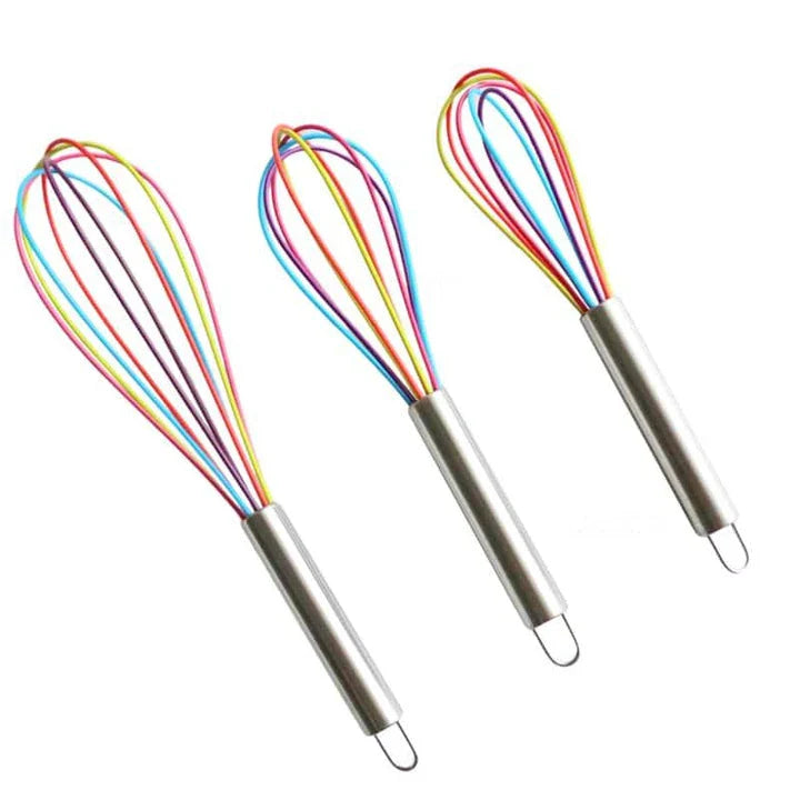 Premium silicone cooking mixer in vibrant colours, with an ergonomic handle and flexible design for effortless blending and mixing