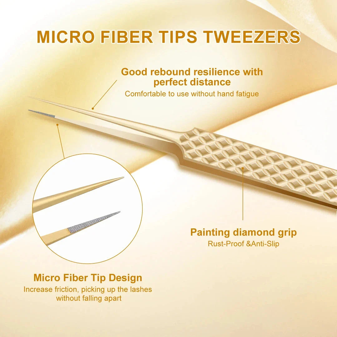 Premium Precision Fibre Tip Eyelash Extension Tweezers in Black with Straight Design