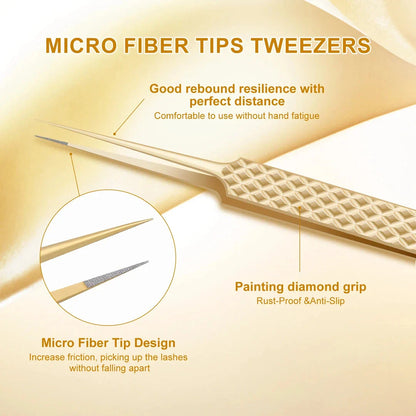Premium Precision Fibre Tip Eyelash Extension Tweezers in Black with Straight Design