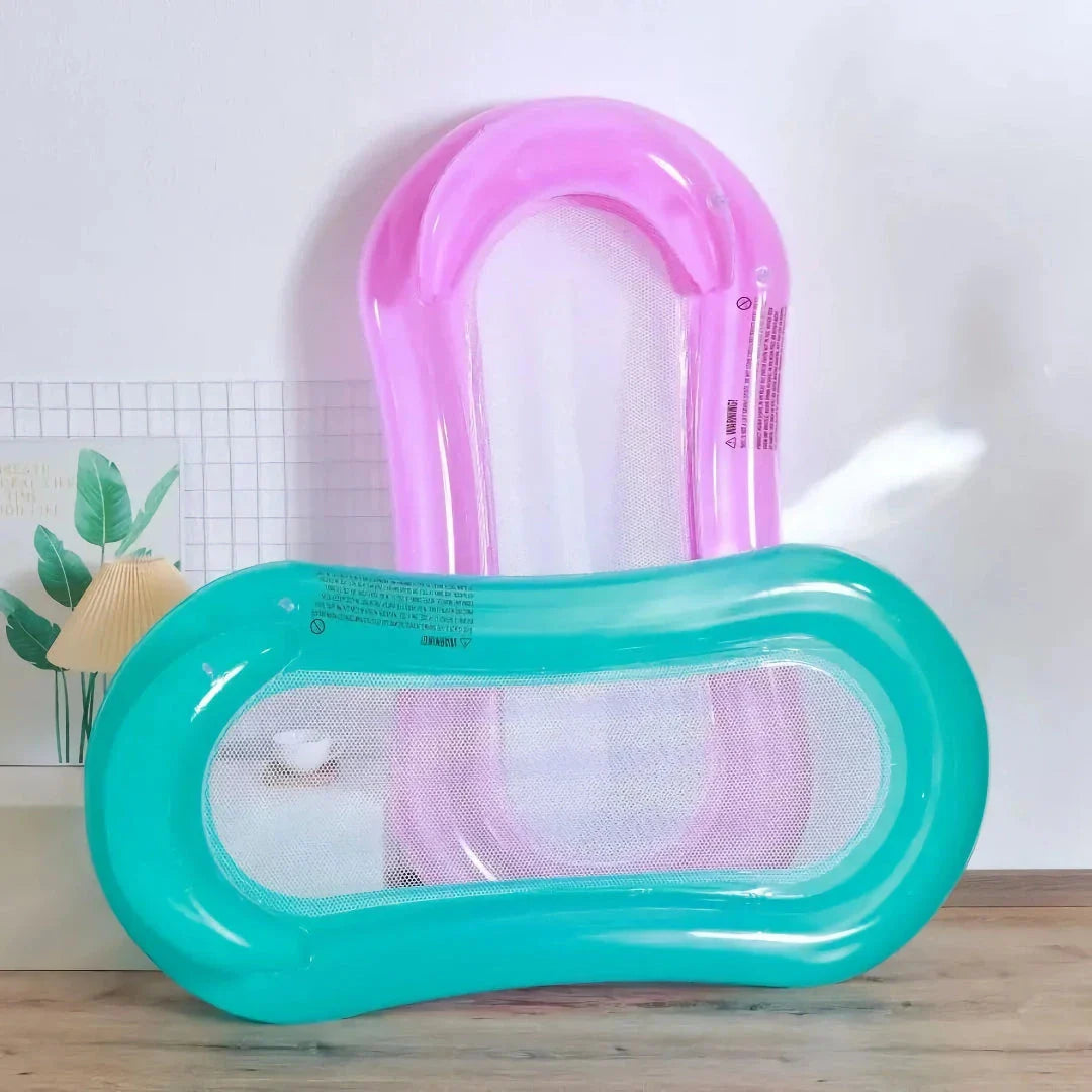Premium inflatable water lounger with supportive backrest, perfect for relaxing in the pool or at the beach