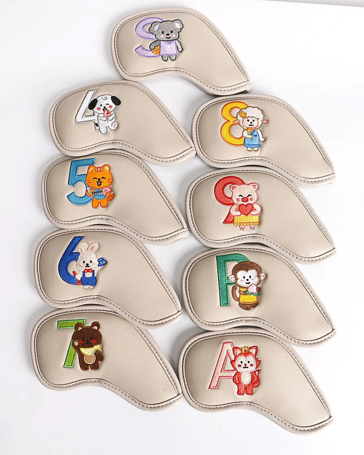 Premium printed golf iron covers in a variety of vibrant colours, designed to protect clubs and showcase personal style