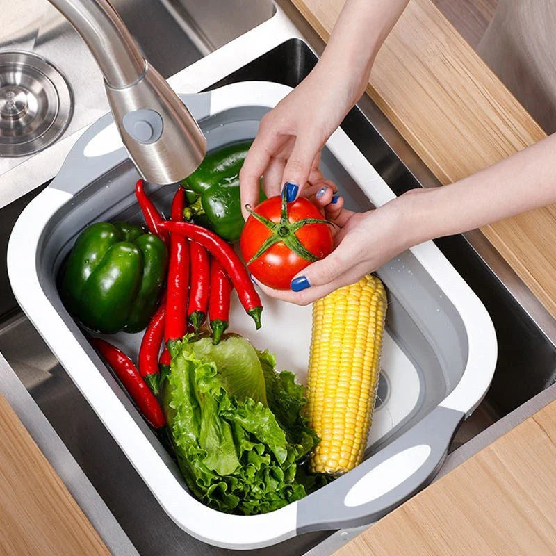 Foldable Cutting Board and Washing Bucket for Outdoor Cooking and Cleaning