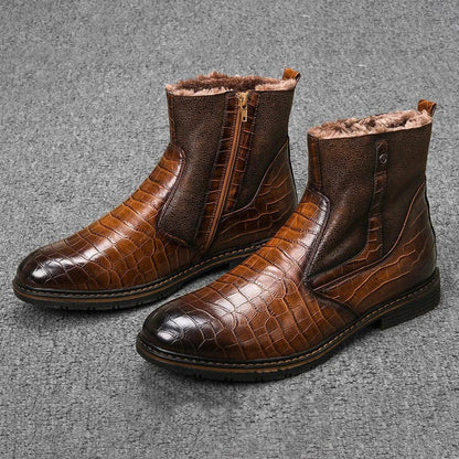 Retro Classic Leather Boots with Pointed Toe Design, Antiskid Sole, and Handsome Sewing Details