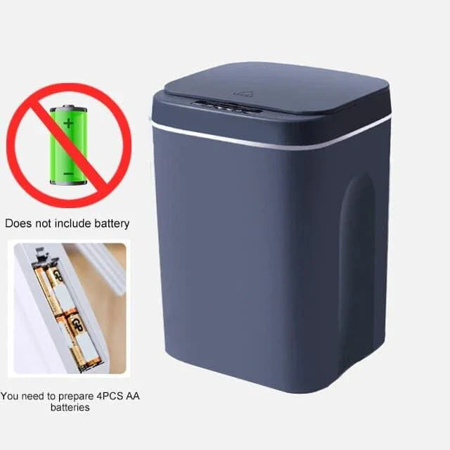 Sleek and Smart 16L Intelligent Trash Can in grey with hands-free sensor for effortless waste disposal