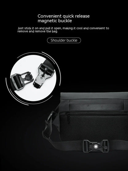 A sleek, minimalist crossbody bag with a mechanical-inspired design, crafted from premium PVC for durability and breathability.