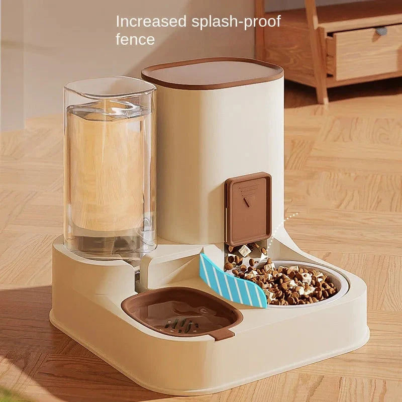 Premium ceramic and polypropylene automatic cat feeder with large capacity water dispenser for effortless pet care