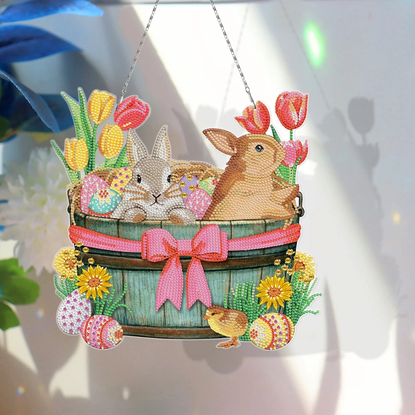 Premium PVC Easter bunny decorative hanging wall art for DIY diamond painting