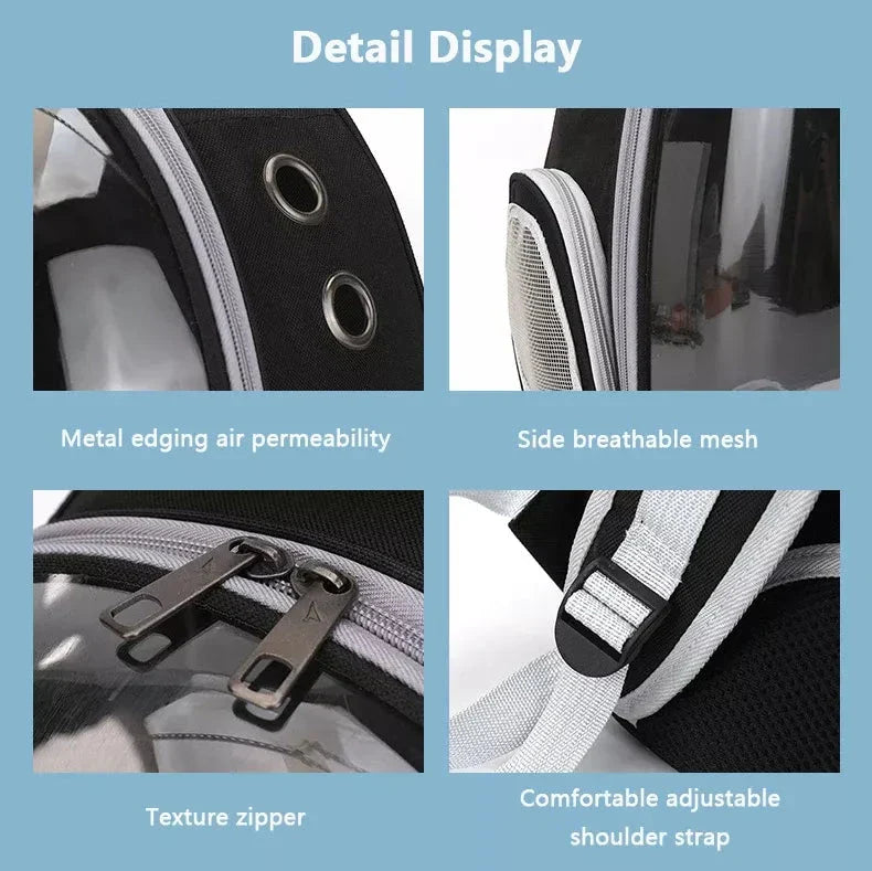 Luxury cat space capsule backpack with transparent design for stylish pet transport