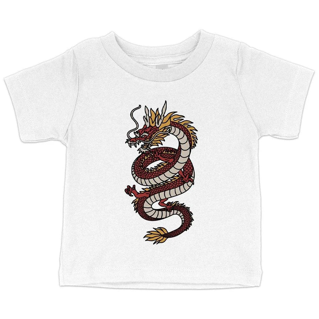 Soft, comfortable baby t-shirt with a playful dragon design, made from premium Airlume cotton