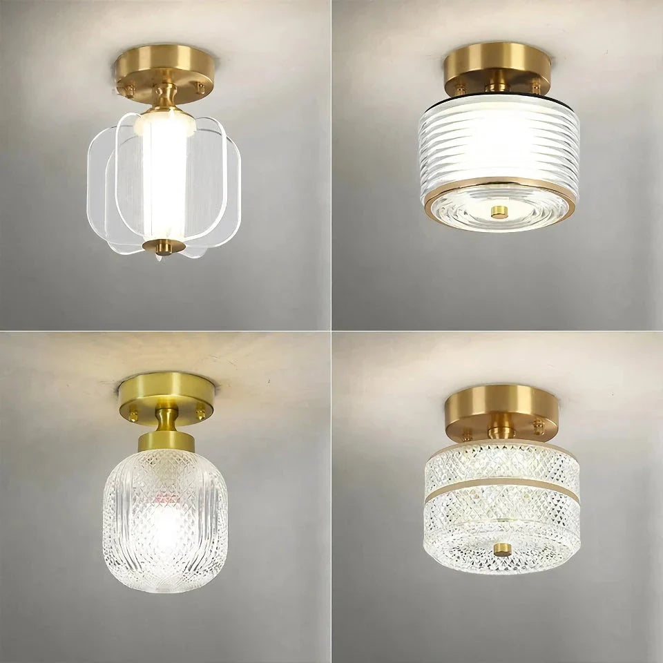 Elegant copper LED ceiling light with customisable light settings for living room, porch, and balcony