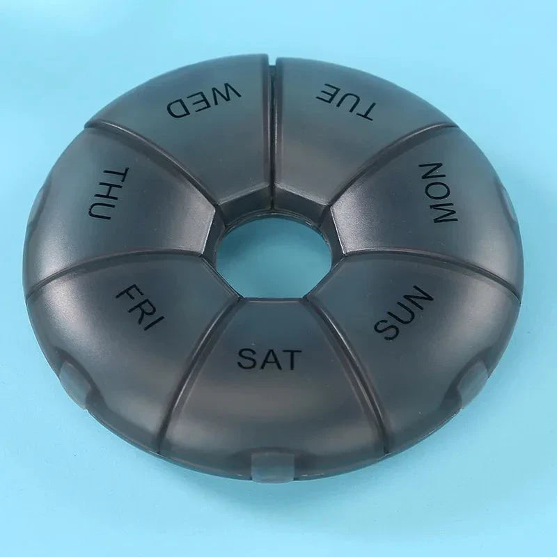 Compact 7-Day Pill Organiser with Yellow Lid - Portable Travel Case for Tablets and Medications