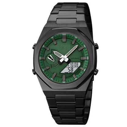 Premium multifunctional sports watch with sleek design, waterproof construction, and practical features like dual time, date, and alarm clock