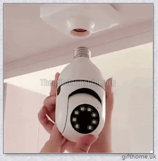 5G Wi-Fi smart home surveillance bulb camera with 360-degree coverage, night vision, and remote monitoring capabilities