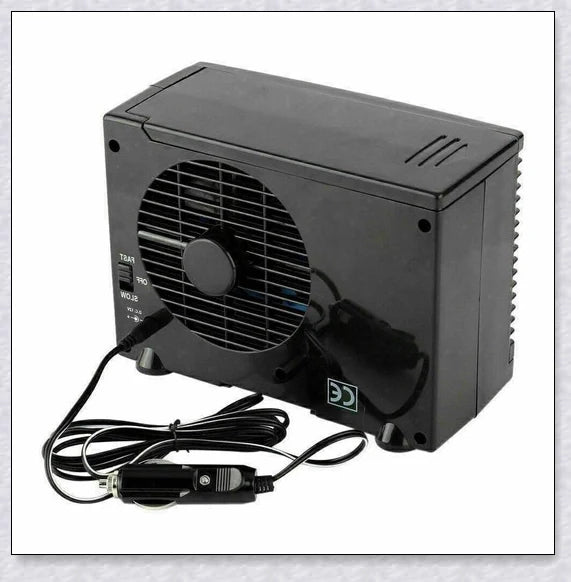 Compact Portable Car Air Conditioner with adjustable settings and non-slip base for keeping your vehicle cool and comfortable.