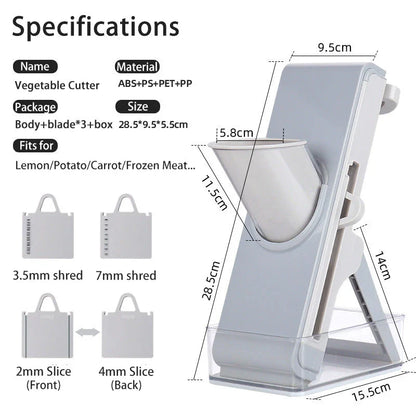 Premium Vegetable Slicer and Chopping Tool with stainless steel blades and plastic body, designed for efficient meal preparation