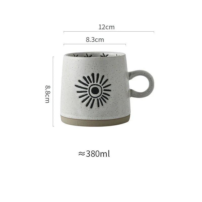 Elegant hand-painted Japanese-inspired ceramic coffee mug with intricate floral design