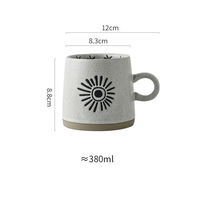 Elegant hand-painted Japanese-inspired ceramic coffee mug with intricate floral design