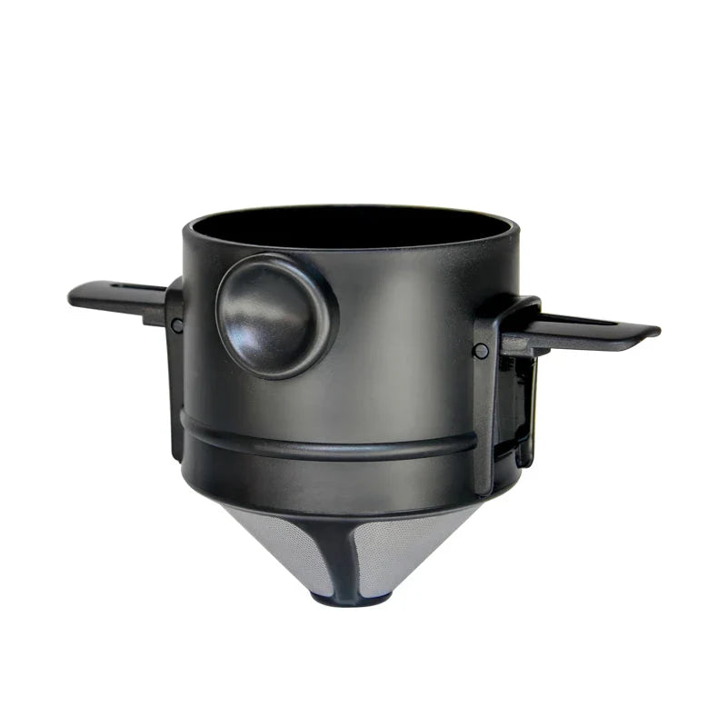 Portable hand drip coffee filter cup in various colours, a compact and lightweight device for brewing delicious coffee on the go
