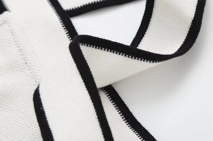 Contrast Colour Cross V-Neck Sling Top in Luxurious Chenille Fabric with Asymmetric Design