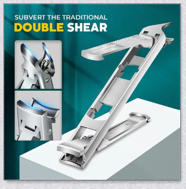 Fold-Away Double-Ended Nail Clipper - Premium British Manicure Set with Stainless Steel Blades and Ergonomic Grip