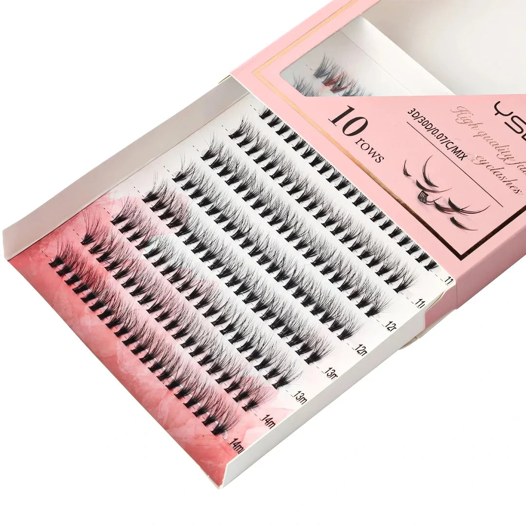 Premium mink eyelash extensions in various lengths and thicknesses for a captivating, natural-looking eye enhancement