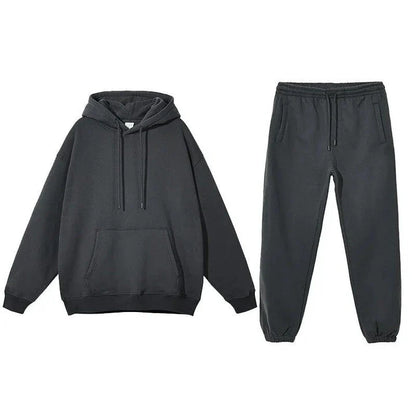 Cosy fleece hoodie and jogger set in light pink, grey, and navy blue colours for ultimate comfort and style