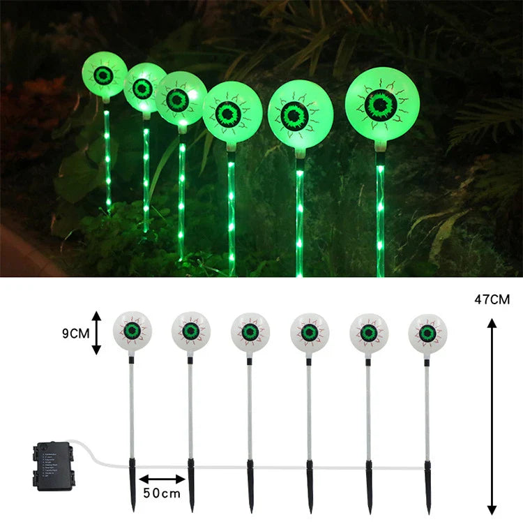 Colourful solar-powered Halloween eyeball garden lamp with weatherproof design