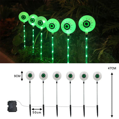 Colourful solar-powered Halloween eyeball garden lamp with weatherproof design