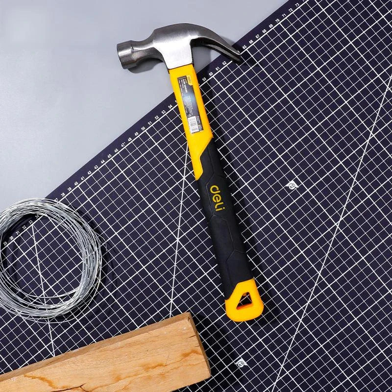 Deli Fibre Handle Claw Hammer with precision steel construction and ergonomic dual-colour grip for reliable woodworking and DIY projects
