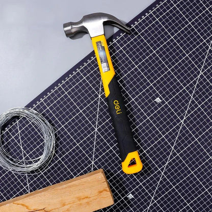 Deli Fibre Handle Claw Hammer with precision steel construction and ergonomic dual-colour grip for reliable woodworking and DIY projects
