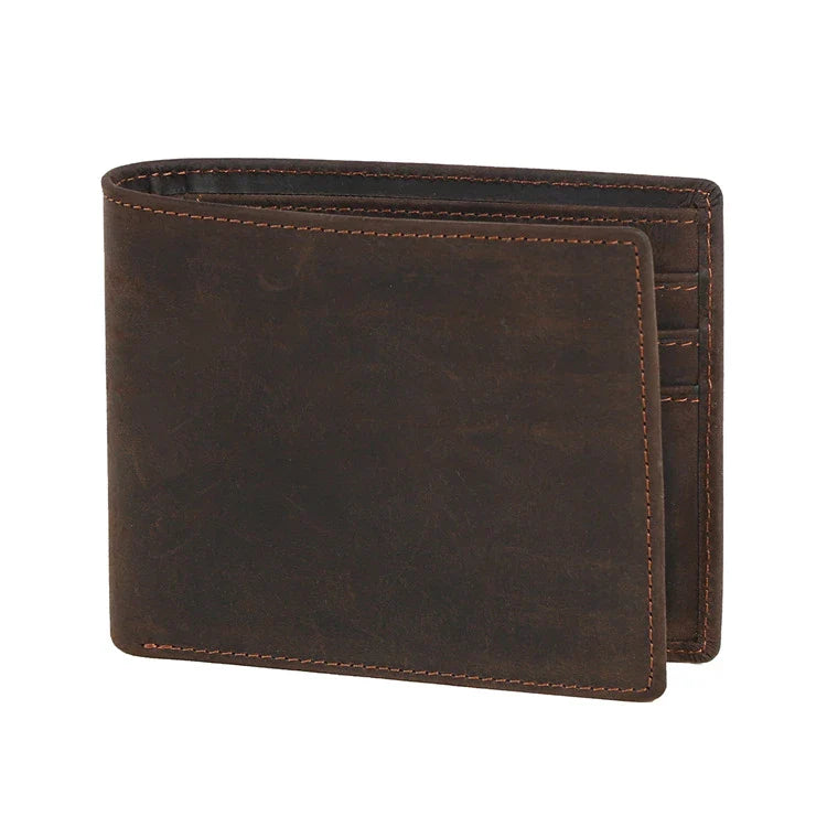Premium short leather wallet in brown, tan, and black colours for British gentlemen