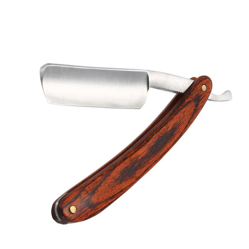 Classic straight razor with beech wood handle and premium carbon steel blade for a close, smooth shave