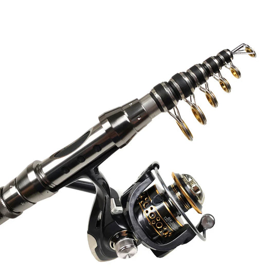 Premium telescopic sea fishing rod made of carbon fibre with adjustable length from 2.1 to 3.0 metres for versatile saltwater angling