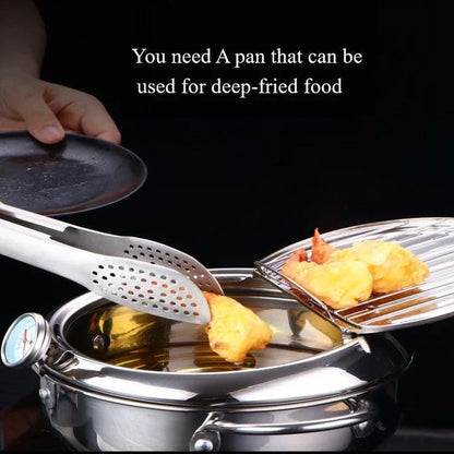Premium aluminium deep frying pan with wooden handle for even heating and comfortable grip