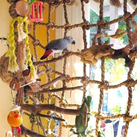 Premium linen climbing net toy designed for British bird owners to encourage natural climbing and physical activity