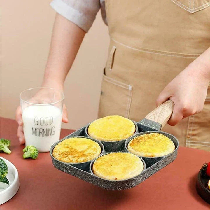 Premium non-stick omelette pan with wooden handle, perfect for cooking delicious, fluffy omelettes