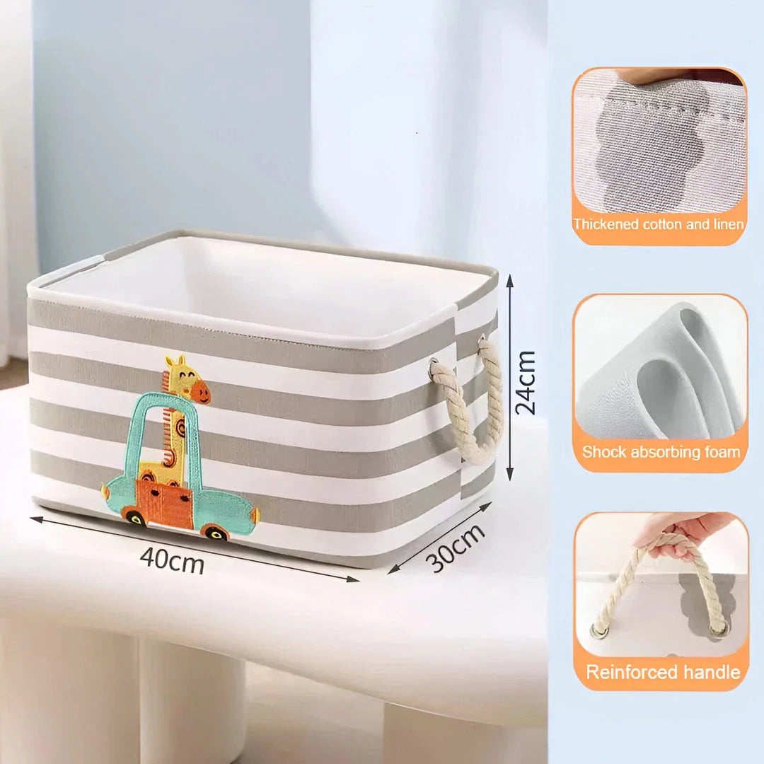 Premium Folding Linen Storage Basket with sturdy handles and iron support ring for versatile organisation and clutter-free spaces