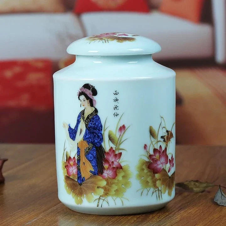 Handcrafted Asian-inspired ceramic tea jars with generous 250 ml capacity, perfect for storing and preserving a variety of loose-leaf teas